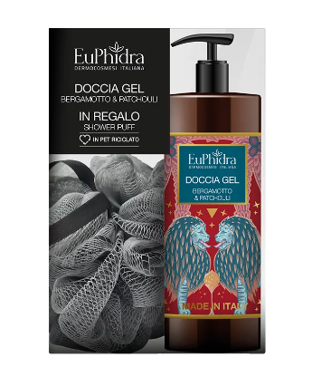 EUPHIDRA COFANETTO BERGAMOTTO & PATCHOULI Doccia Gel 400ml + Spugna da bagno